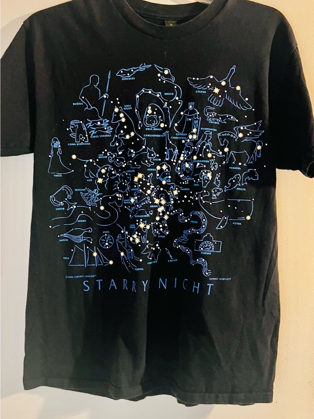 Starry Night Constellation Graphic Tee - Black M